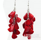 Cluster Style Drop Shape Red Coral Earrings
