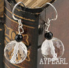 Lovely Black And Shinning Clear Crystal Ball Drop Earrings With Fish Hook