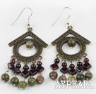 Wholesale Vintage Style Garnet and Green Aventurine Earrings