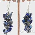 Fashion Cluster Style Lapis Chips Stone Link Dangle Earrings With Fish Hook