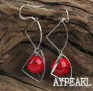 Trendy 14Mm Round Blood Stone Loop Dangle Earrings With Fish Hook