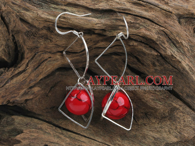 Trendy 14Mm Round Blood Stone Loop Dangle Earrings With Fish Hook