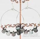 Wholesale Large-diameter circle black agate and lip shell earrigns