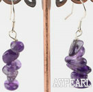 Lovely Layer Natural Amethyst Chips Stone Dangle Earrings With Fish Hook