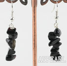 Fashion Layered Black Agate And Metal Bead Dangle Earrings With Fish Hook