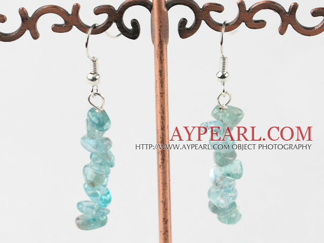 Lovely Layer Green Tourmaline Chipped Dangle Earrings With Fish Hook
