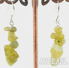 Lovely Layered Yellow Olive Stone Dangle Earrings With Fish Hook