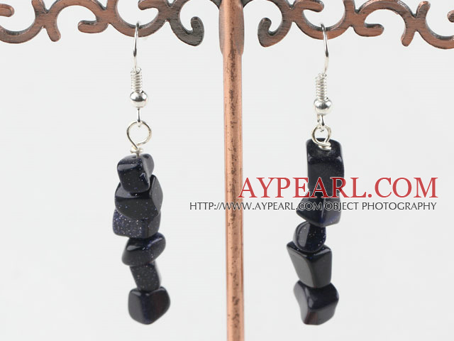 Fashion Irregular Layered Blue Sandstone Dangle Earrings With Fish Hook