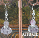 Fashion Round And Pumpkin Shape Rainbow Flourite Dangle Earrings With Fish Hook