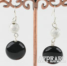 Beautiful Vogue Blue Agate And Silver Color Ball Dangle Earrings With Fish Hook
