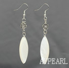 Lovely White Shell And Metal Flower Charm Dangle Earrings With Fish Hook