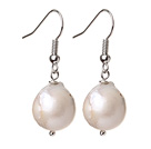 Fashion Simple Design White Nuclear Pearl Earrings With Fish Hook