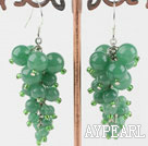 Wonderful Cluster Green Round Aventurine And Glass Beads Dangle Earrings With Fish Hook