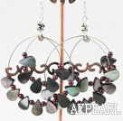 Wholesale Large Diameter Red Round Garnet And Nut Shape Black Lip Shell Dangle Earrings