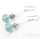 Lovely Simple Style Switzerland Blue Crystal And Flower Charm Dangle Earrings