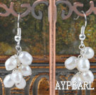 Elegant Potato Shape White Freshwater Pearl Cluster Dangle Earrings With Fish Hook
