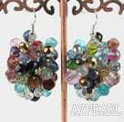 Lovely Cluster Style Colorful Crystal Loop Dangle Earrings With Fish Hook