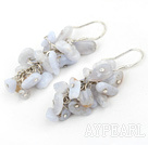 Popular Cluster Style Blue Chips Jasper Link Dangle Earrings With Fish Hook