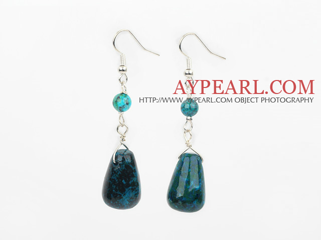 Fashion Simple Style Round And Drop Shape Phoenix Stone Loop Earrings With Fish Hook