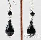 Fashion Round And Faceted Teardrop Pendant Dangle Earrings With Fish Hook