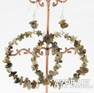 Fashion Large Circle Shinning Stone Chips Loop Dangle Earrings With Fish Hook