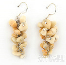 Fashion Yellow Jade Cluster Dangle Earrings With Fish Hook