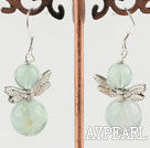 Wholesale Nice Short Style Round Rainbow Fluorite And Butterfly Charm Dangle Earrings With Fish Hook