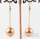 Wholesale Simple 14Mm Champagne Color Acrylic And Golden Loop Link Dangle Earrings