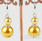 8-14mm light yellow acrylic pearl earrings