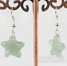 Lovely 16Mm Aventurine Starfish Dangle Earrings With Fish Hook