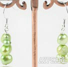 Lovely Layer Apple Green Freshwater Pearl Dangle Earrings With Fish Hook