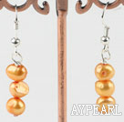 Lovely Layer Dyed Golden Yellow Freshwater Pearl Dangle Earrings With Fish Hook