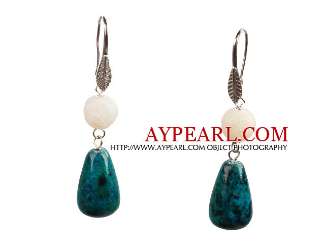 Lovely Fashion Style Drop Shape Phoenix Stone Fire Agate Dangle Earrings