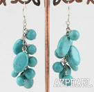 Fashion Cluster Style Round And Oval Shape Burst Pattern Blue Turquoise Dangle Earrings