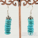 Wholesale Nice Layer Disc Shape Burst Pattern Blue Turquoise And Flower Charm Dangle Earrings