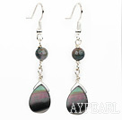 Wholesale Nice Simple Style India Agate And Nut Shape Black Lip Shell Dangle Earrings