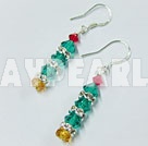 Wholesale Beautiful Red Green And Yellow Mixed Crystal Tree Shape Dangle Earrings With Fish Hook