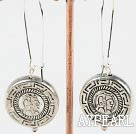 Lovely Caky Shape Ccb Silver Like Engraved Charm Earrings With Hook Earwires