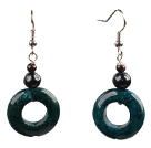 Wholesale Vintage Dangle Style Garnet Black Pearl Donut Shape Phoenix Stone Earrings