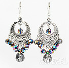 Nice Sparkle Bright Color Crystal And Loop Metal Charm Dangle Earrings With Fish Hook