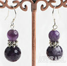 Fashion Amethyst Ball Metal Charm Dangle Earrings With Fish Hook