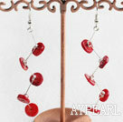Fashion Disc Shape Red Coral Charm Earrings With Fish Hook