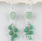 Lovely Cluster Cucurbit And Heart Shape Aventurine Dangle Earrings