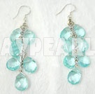 Wholesale Fashion Cluster Style Aquamarine Blue Loop Chain Dangle Earrings With Fish Hook