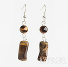 Lovely Twisted Cylinder Shape Tiger Eye Loop Dangle Earrings With Fish Hook