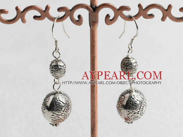Lovely Ccb Silver Like Engraved Print Charm Earrings