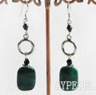 Fashion Rectangle Phoenix Stone And Black Crystal Loop Earrings With Fish Hook