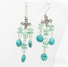 Wholesale Lovely Blue Turquoise And Light Green Crystal Charm Dangle Earrings With Fish Hook
