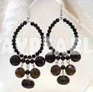 Fashion Black Crystal Hoop Smoky Quartz Dangle Earrings With Fish Hook
