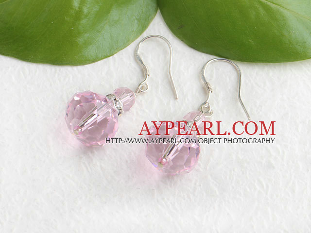 Lovely Short Pink Czech Crystal Dangle Earrings With Fish Hook